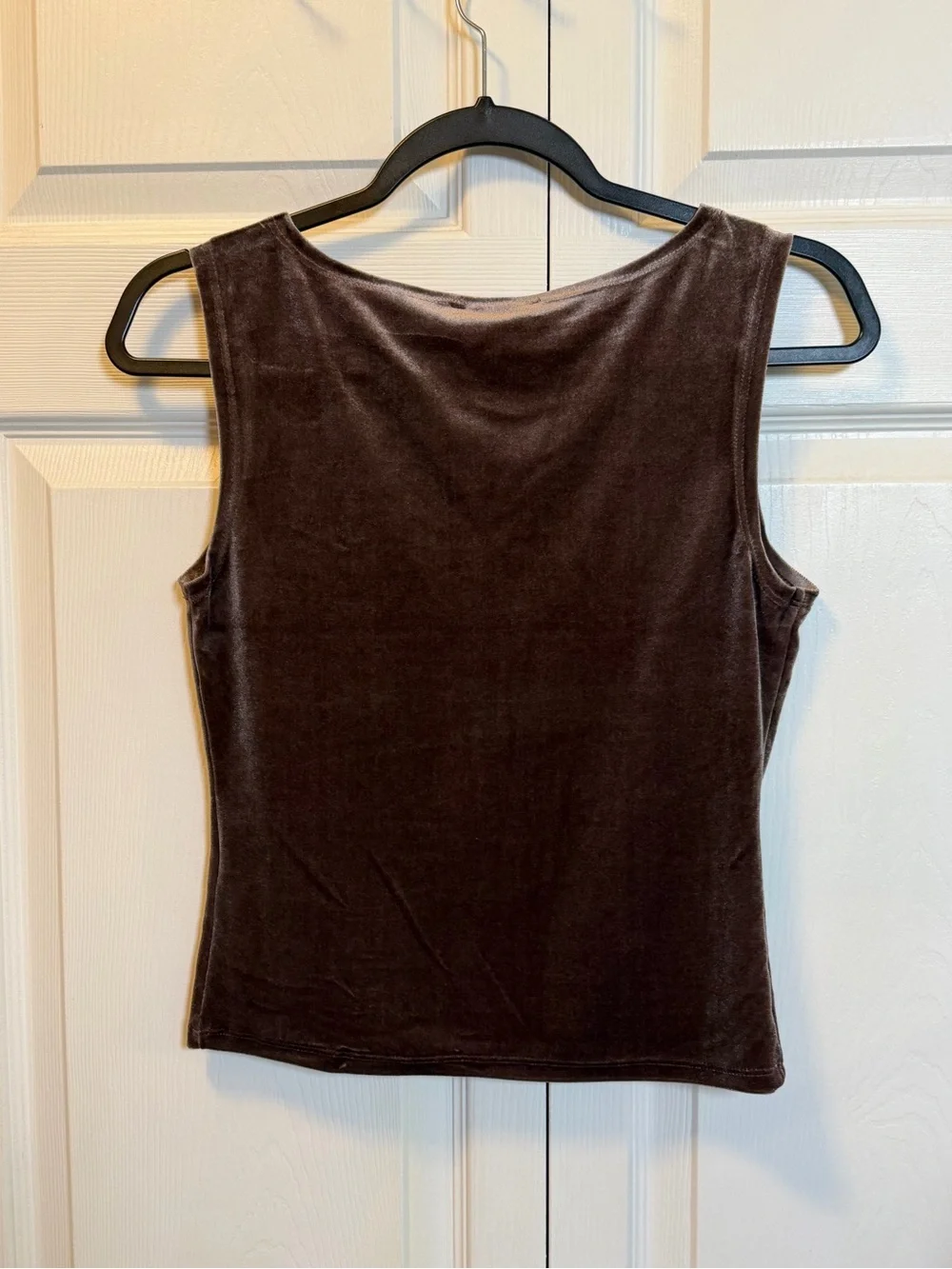 The Workshop Brown Velvet Sleeveless Tank Top Size Large NWT Soft Stretch - Picture 4 of 7